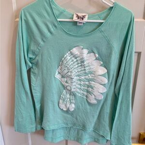 Rebels Mint Green Top with Feather Graphic